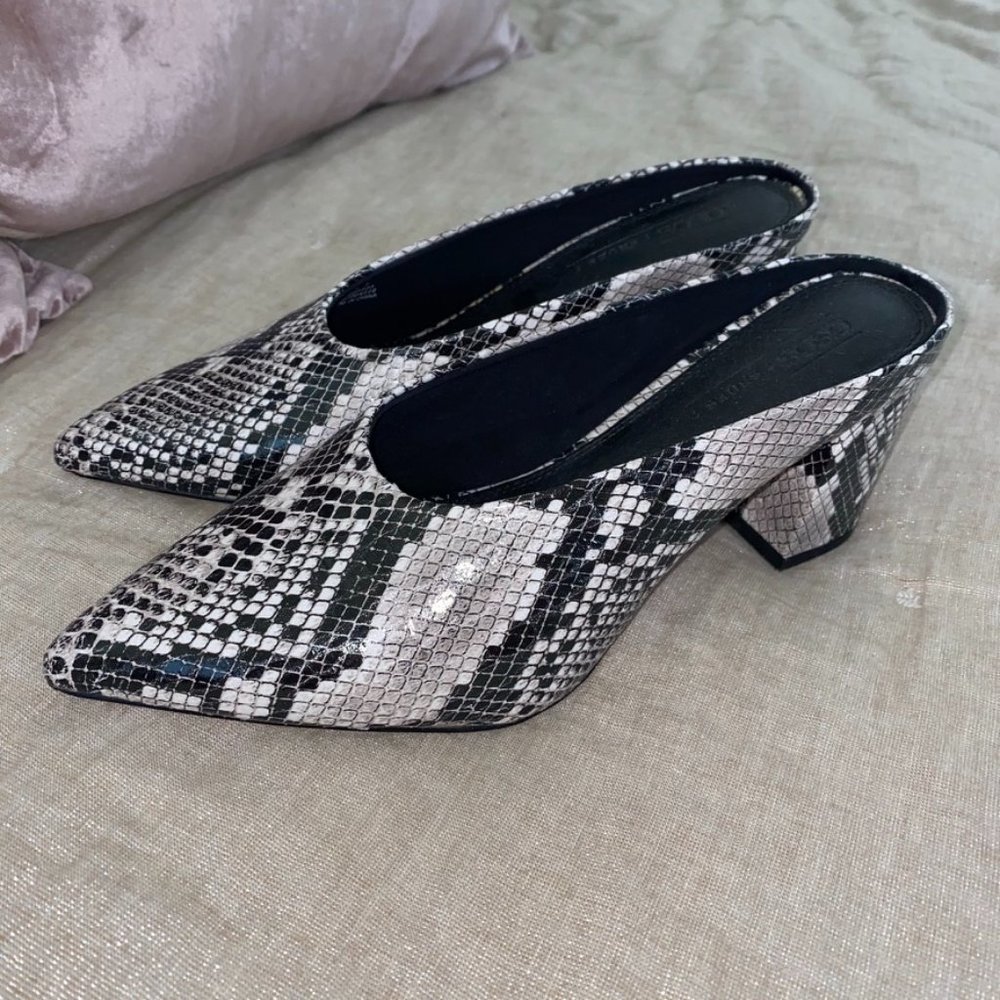 ASOS Grey Snakeskin Pointed Toe Heels